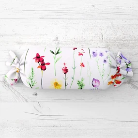 Biante Vankúš valec bonbon Sandra SA-492 Kvetovaná lúka na bielom 15x80 cm