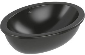 VILLEROY &amp; BOCH Loop &amp; Friends oválne umývadlo k zabudovaniu zospodu, bez otvoru, s prepadom, 560 x 380 mm, Ebony, s povrchom CeramicPlus, 4A5500S5