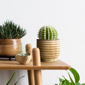 KERAMICKÝ KVETINÁČ (FI) 12X11 CM SVETLOHNEDÁ