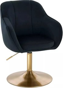 LuxuryForm DESIGN Stolička AVOLA VELUR na zlatom tanieri - čierna
