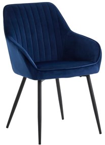 Tmavomodré čalúnené jedálenské kreslá v súprave s podrúčkami 2 ks Nolan Stripe – Unique Furniture