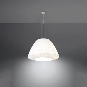 Závesné svietidlo Bella, 1x biele textilné tienidlo, (biele sklo), (fi 60 cm)