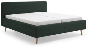 Čalúnená posteľ taupe s úložným priestorom 160 x 200 cm menčester zelená MUZZA