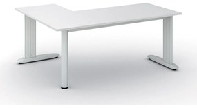Rohový kancelársky písací stôl PRIMO FLEXIBLE, 1800 x 1400 mm, biela