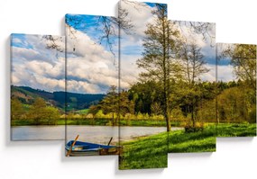 Obraz loďky pri jazere (150x105 cm)