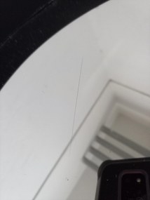 AKCIA Čierne okrúhle zrkadlo s koženou rukoväťou NAHAD Ø50 cm II. akosť