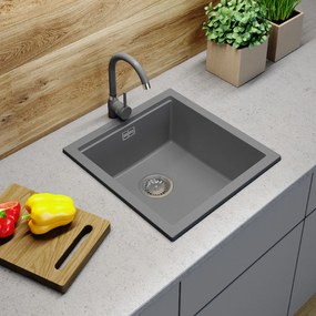 Gamma Decor 4850, 1-komorový granitový drez 480x500x215 mm, šedá, GMA-ZLE000166