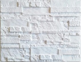 Obkladové panely 3D PVC 14, cena za kus, rozmer 440 x 580 mm, ukladaný kameň biely, IMPOL TRADE