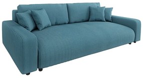 Tyrkysová menčestrová rozkladacia/s úložným priestorom pohovka 234 cm Sara – Ropez