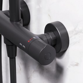 Sprchový systém AM.PM Like F07LA422 s termostatickou sprchovou batériou, čierny