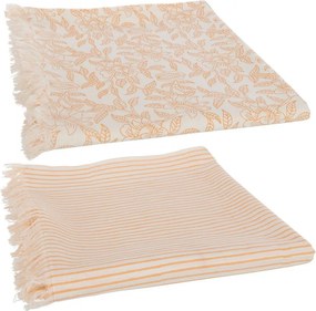 2ks lososový bavlnený obrus/ pléd so strapcami Indi Zalm - 273*134*0,5cm