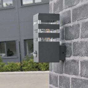 Vonkajšie nástenné svietidlo so senzorom TEKSAS 1xE27/12W/230V IP44 antracit
