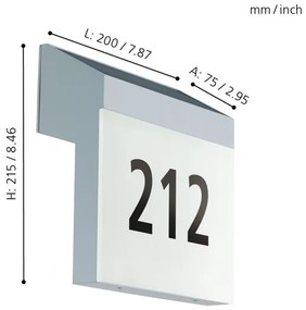 Eglo 97339 - Solárne domové číslo LUNANO LED/2W/3,7V 2000 mAh IP44
