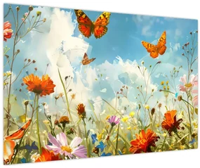 Obraz - Motýle na letnej lúke (90x60 cm)