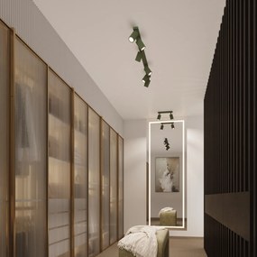 Stropné svietidlo Karbon, 1x olivovo zelené kovové tienidlo, (40 cm)