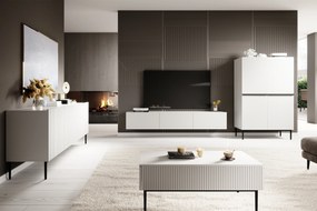 Komoda Nicole 200 cm - biely mat / čierna
