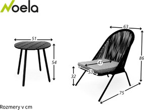 Noela Balkónový set Lounge + 2x kreslo North