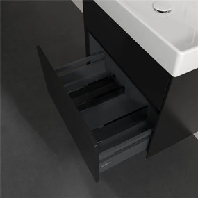 VILLEROY &amp; BOCH Collaro závesná skrinka pod umývadlo, 2 zásuvky, 604 x 444 x 546 mm, Black Matt Lacquer, C00900PD
