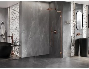 Mexen, Mexen Lunar L sprchová stena pravá 110 x 200 cm, priehľadná 8 mm, brúsená meď - 830L-110-000-65-00-P