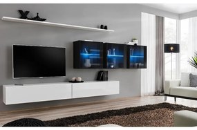 Obývacia stena Switch XVII Sklo +LED Biely/čierna