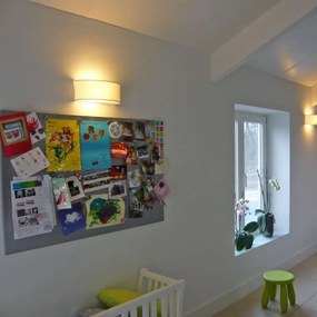 Rustikálna nástenná lampa polkruhová krémová - Drum