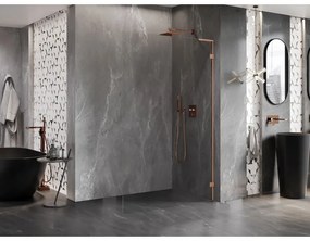 Mexen, Mexen Lunar L sprchová stena pravá 100 x 200 cm, priehľadná 8 mm, brúsená meď - 830L-100-000-65-00-P