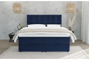 Tmavomodrá boxspring posteľ s úložným priestorom 140x200 cm Flip – Ropez