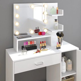 InternetovaZahrada Toaletný stolík Jocelyn s LED osvetlením 140x90x40 cm - biely