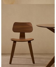 Tmavohnedá jedálenská stolička v dekore orecha Gena – Kave Home