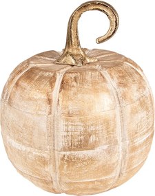 Zlatá dekoratívna drevená socha tekvice Pumpkin - Ø20*20 cm
