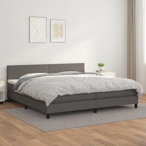 Boxspring posteľ s matracom sivá 200x200 cm umelá koža 3141027