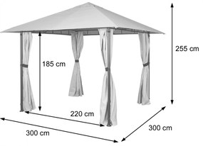 Pergola HWC-J63 so strechou a bočnou stenou 3x3m - krémová