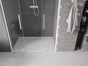 Mexen Velar Duo, posuvné dvere do otvoru 140x200 cm, 8mm číre sklo, biela, 871-140-000-02-20