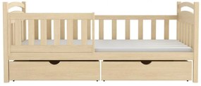 Detská posteľ z masívu borovice KORNÉLIA so šuplíkmi - 200x90 cm - PRÍRODNÁ BOROVICA