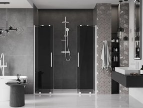 Mexen Velar Duo, posuvné sprchové dvere do otvoru 200 cm, 8mm šedé sklo, biela matná, 871-200-000-42-20
