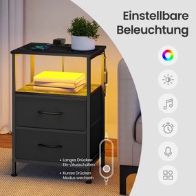 Sada 2 nočných stolíkov s LED osvetlením a nabíjacou stanicou LGSB35202B102
