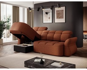 Terakotová zamatová rozkladacia/s úložným priestorom rohová pohovka (ľavý roh/s leňoškou) Beneth – ELTAP