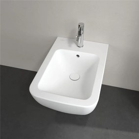 VILLEROY &amp; BOCH Venticello závesný bidet s otvorom, s prepadom, 375 x 560 mm, Stone White, s povrchom CeramicPlus, 441100RW