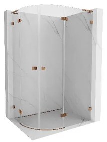 Mexen Lunar, L pravý polkruhový sprchový kút 100 x 90 cm, 8mm číre sklo, profil ružové zlato, 833L-100P-090L-60-00