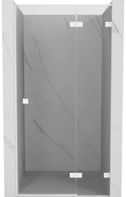 Mexen Lunar L, pravé otočné sprchové dvere 85 cm, 8mm číre sklo, biely profil, 834L-085-000-20-00-P