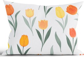 Bavlnená obliečka na vankúš Renforcé 50 × 70 cm - Kvety tulipánov oranžové