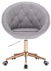 LuxuryForm DESIGN Kreslo VERA na zlatej podstave s kolieskami - šedé