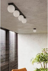 Čierne stropné svietidlo so skleneným tienidlom ø 12 cm Umerta – Sollux