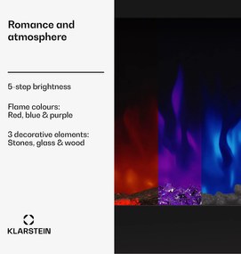 Klarstein Galeras 178, elektrický nástenný krb, 1800 W, LED