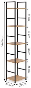 ModernHome MULTISTORE Moderný drevený regál, kovový rám LOFT - 5 políc