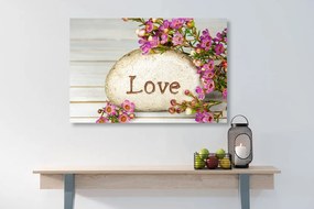 Obraz kameň s vyritým nápisom Love - 120x80