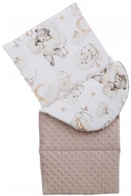 Obojstranné hniezdočko (kokon) pre bábätko - BABYMAM PREMIUM set 7v1 - Medvieďatá s béžovou minky