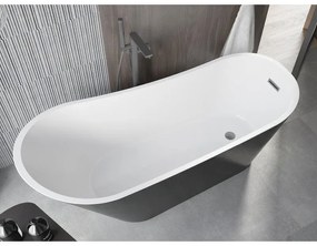 Mexen Alta, voľne stojaca vaňa 170 x 75 cm, biela-čierna, grafitový matný brúsený prepad, 52141707575-66