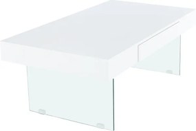 Konferenčný stolík Daisy 2 New - biely lesk / priehľadná