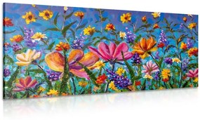 Obraz farebné kvety na lúke - 120x60